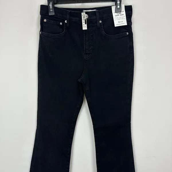 Madewell The Flare Crop Jean in Super Stretch Denim Black Frost US 28 NWT - Image 9