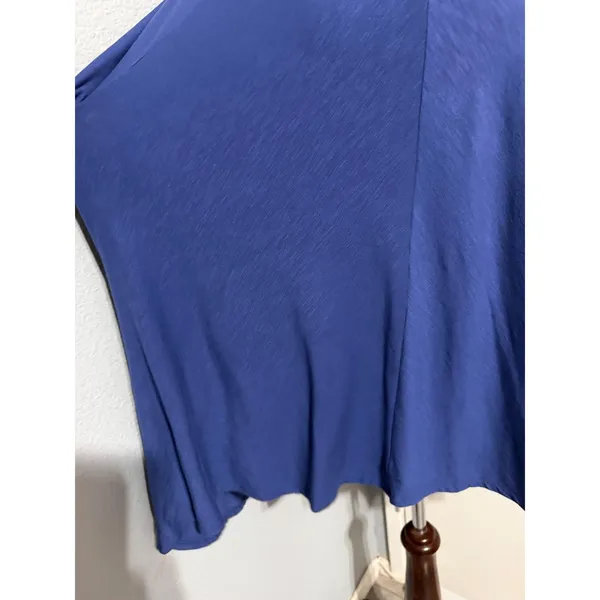 Ava & Viv Womens 3X T-Shirt Cobalt Blue V-Neck Slub Knit High-Low Cuffed Comfort - Image 8