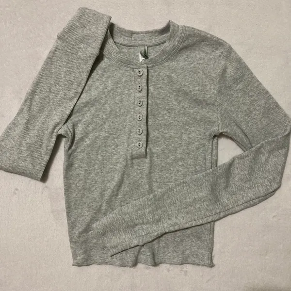 SKIMS FLAWED Cotton Ribbed Henley S - Image 2