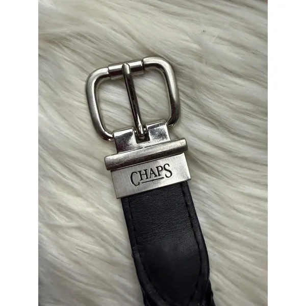 Chaps Black  Leather Belt with Silver Buckle - Image 5