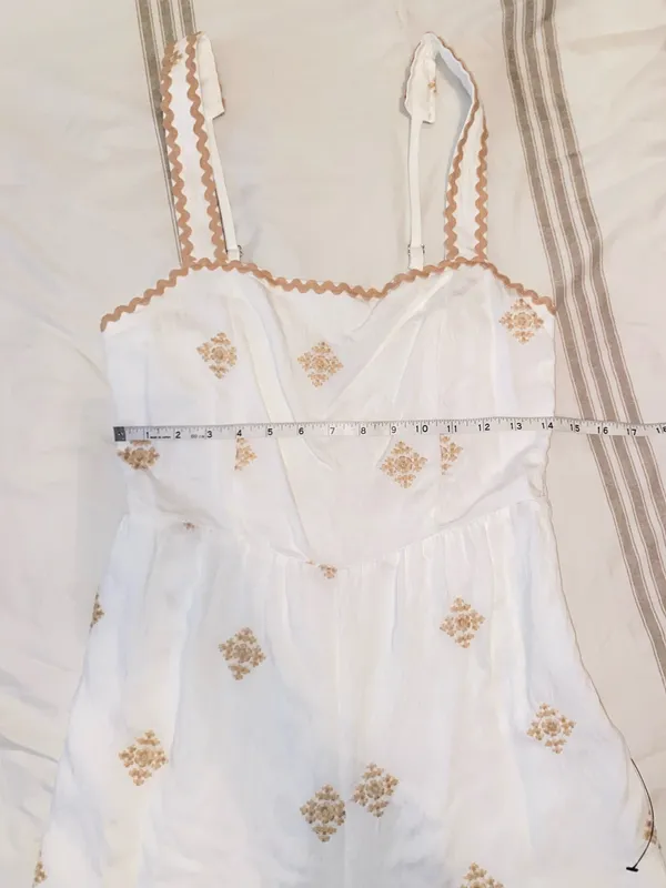 Lulus Arwen Embroidered Wide-Leg Jumpsuit in Ivory Size M - Image 5
