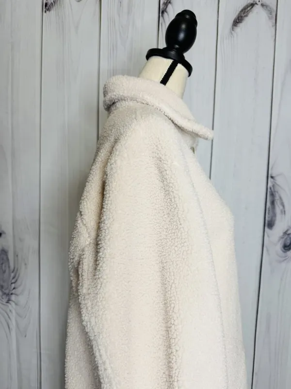 Spanx Luxe High Pile Fleece Shirt Jacket Cream Sz XL Collared Shacket Button Up - Image 11
