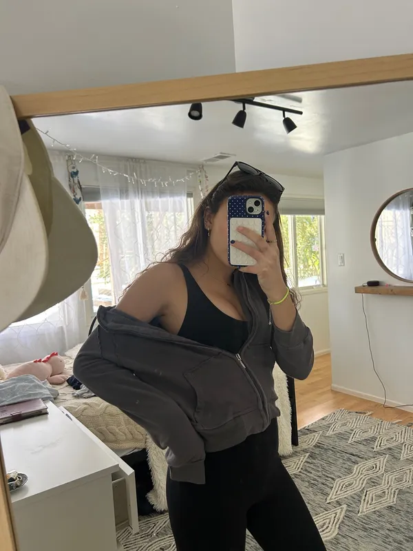 cropped cute grey zip up Gray - Image 3