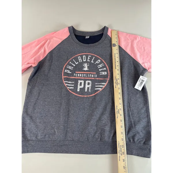 Salt Creek Sweatshirt Size XL Gray Pink Sleeves Philadelphia Logo New With Tag - Image 7