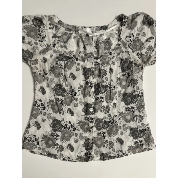 H&M Y2K Floral Puff Sleeve Blouse Women’s US 16 EUR 46 Cottagecore Top - Image 2
