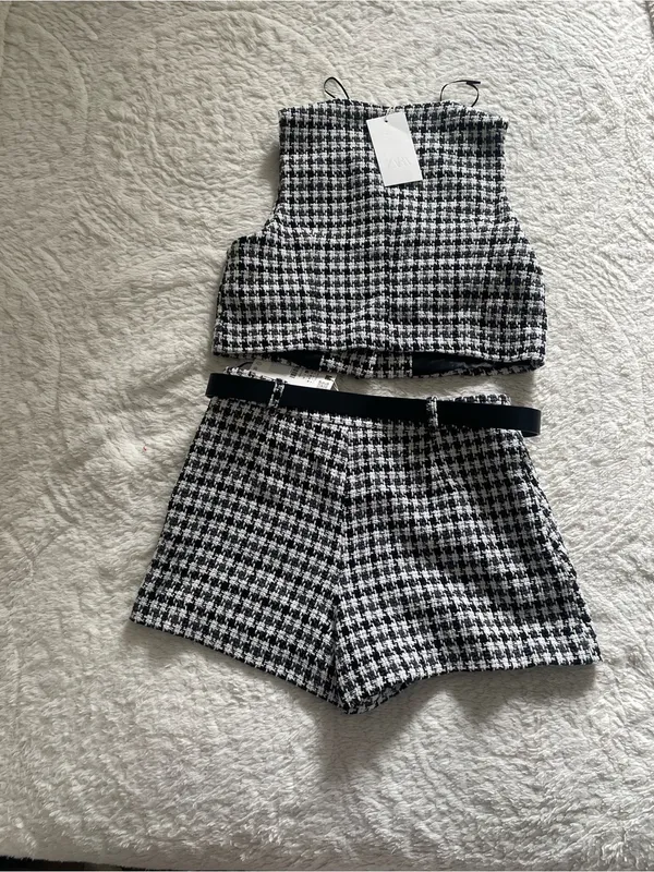 Zara Textured Waistcoat and Belted Skort - Image 7
