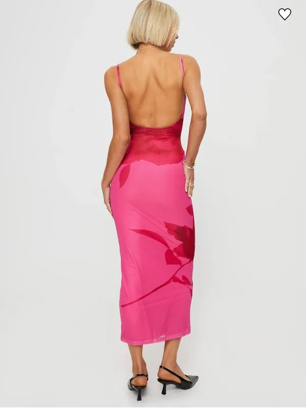 Princess Polly Knox Maxi Dress Hot Pink Floral - size 4 - Image 2