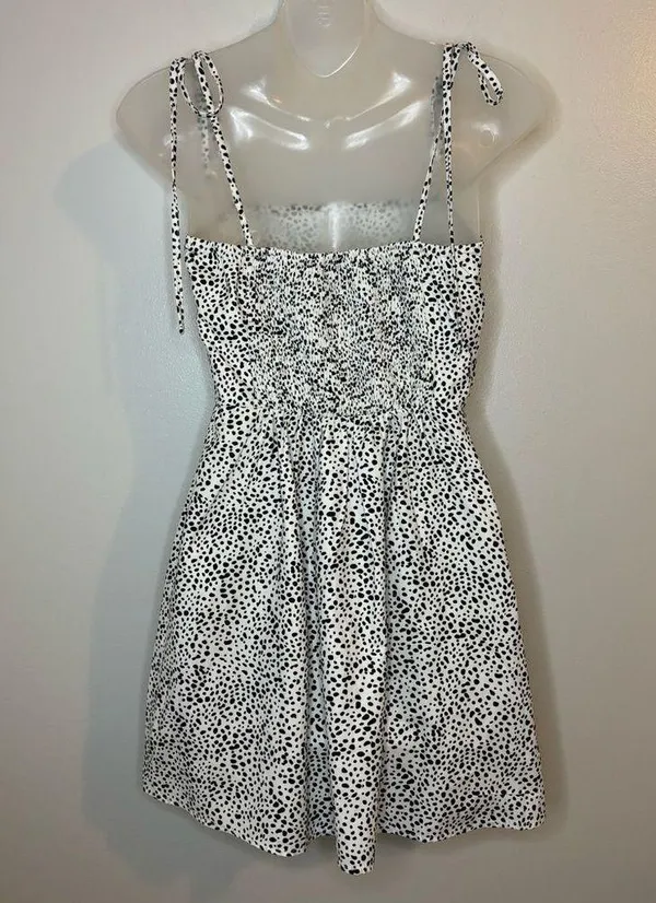 SHEIN Knot Strap Shirred Back Dalmatian Print Slip Dress Size XS - Image 5