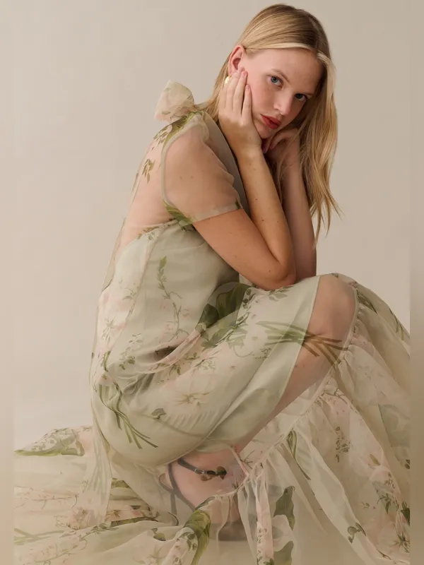 NWT Caara Melody Few Moda Maxi Dress size XS Green mint blossom floral - Image 2