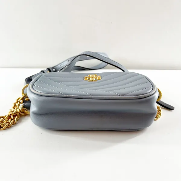 Tory Burch Kira Chevron Leather Small Crossbody Bag Purse Cloud Blue - Image 4