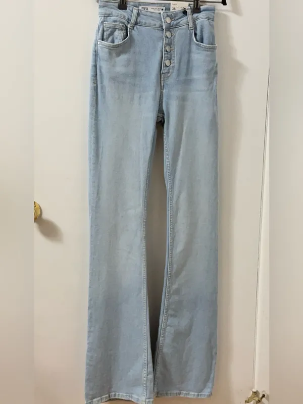Zara Light Blue High-Rise Wide Leg Jeans NWT - Image 2