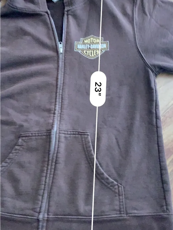 Harley Davidson Womens Hoodie Brown Full Zip Ocean State Warwick RI Cotton Blend - Image 10
