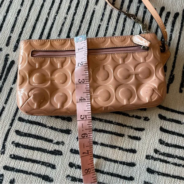 Coach Pink Signature C Embossed Patent Zip Wristlet Clutch - Image 6