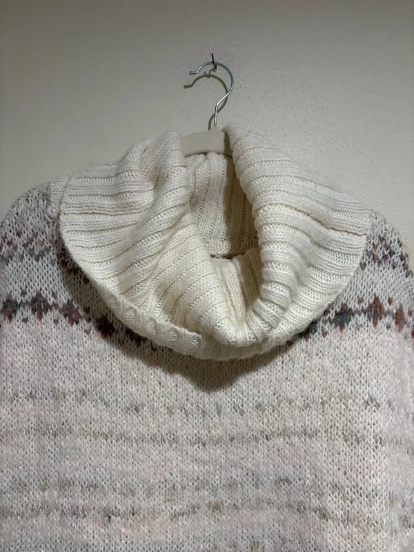 Free People Snow Bunny Sweater Vest Oversized Turtleneck Fair Isle - Image 4
