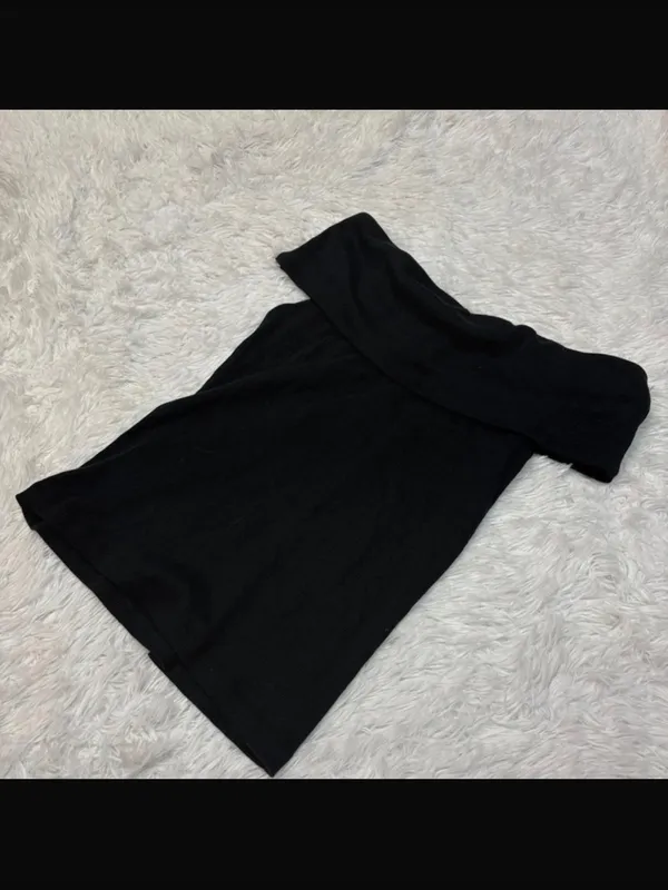 Anthropologie Nwt pilcro Off-Shoulder Black Women's ribbed twist top - Image 2
