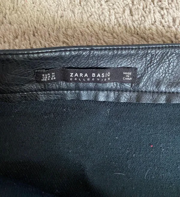 ZARA Black Leather Skirt - Image 3