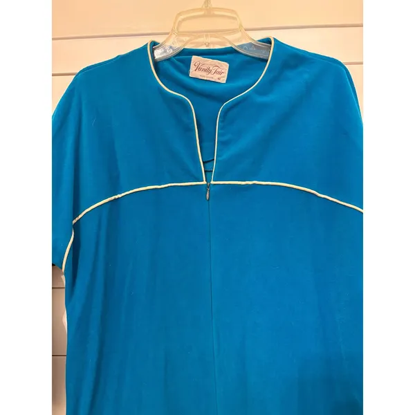 Vintage Vanity Fair Robe Womens Medium‎ Blue Full Zip Lounger Housecoat Vintage - Image 2