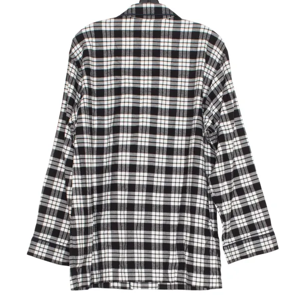 Brooks Brothers Womens Pajama Top Button Up Plaid Black White Size Medium EU - Image 2
