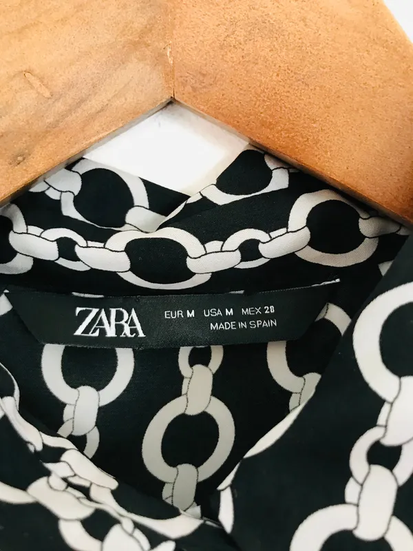 ✨ Zara Black & White Chain Print Button-Down Tunic / Shirt Dress (Size M) ✨ - Image 6