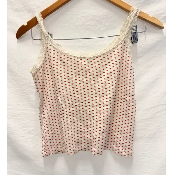 Brandy Melville Skylar Heart Lace‎ Tank Japan Exclusive Tank Made in Italy - Image 2