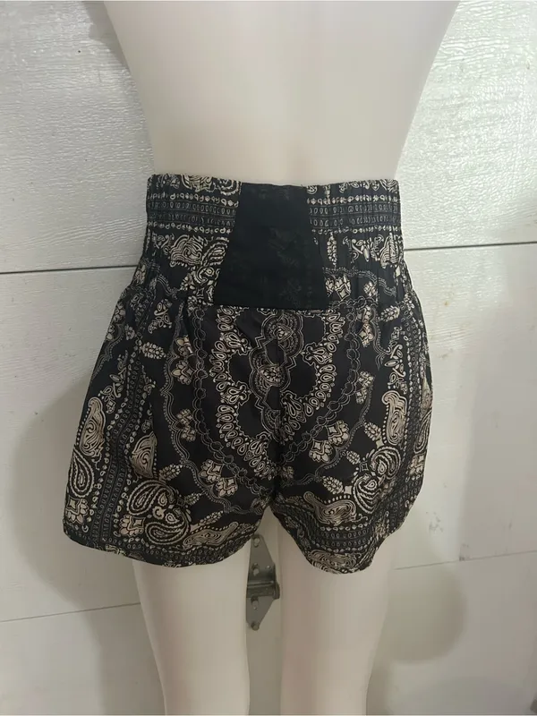 FP Movement by Free People Black Paisley High-Waist Active Shorts - Image 3