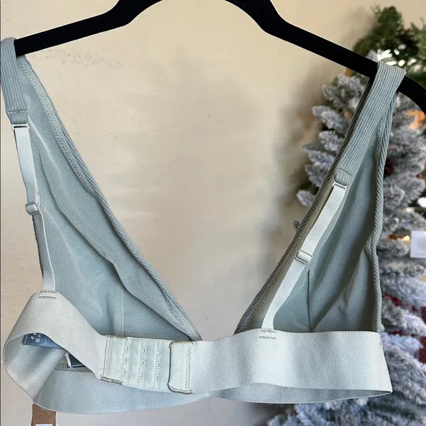 SKIMS Cotton Rib Plunge Bralette Mineral NWT‎ size XL - Image 3