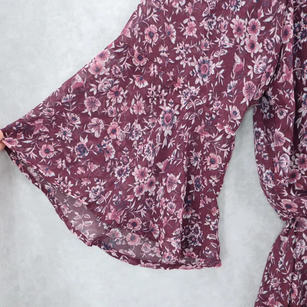 Speechless Purple Floral Fit Flare‎ Boho Ruffle Flirt Bell Sleeve Dress Plus 1X - Image 7