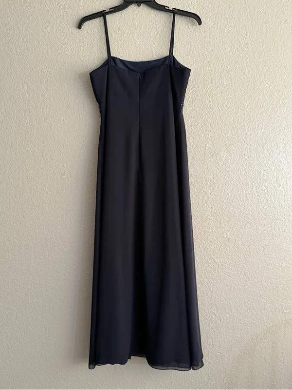Michaelangelo Navy Beaded Empire Waist Formal Maxi Gown Size 14 - Image 5