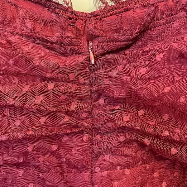 Lulu’s Sweetheart Burgundy Bustier Tulle Tier Polka Dot Cocktail Party Dress NWT - Image 6