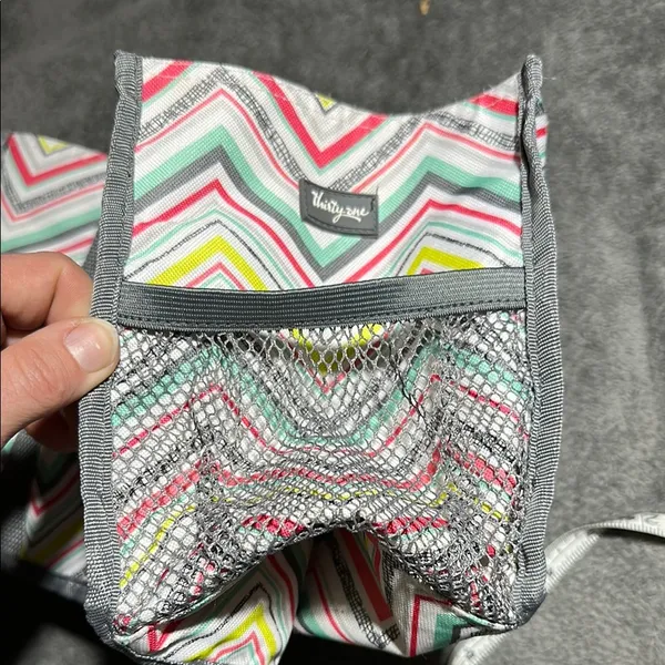 Thirty-One Pink and Yellow Chevron Tote Bag - Image 13