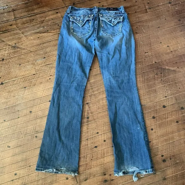 Miss Me bling sequin distressed western boot size 29 jeans - Image 4