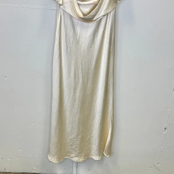 Selfie Leslie Champagne Satin‎ Strapless Cowl Back Maxi Dress Cream Women's XS - Image 7