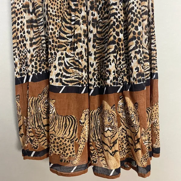 Vintage Broomstick Skirt Animal Print Safari Leopard Tiger Cheetah Big Cat Boho - Image 5