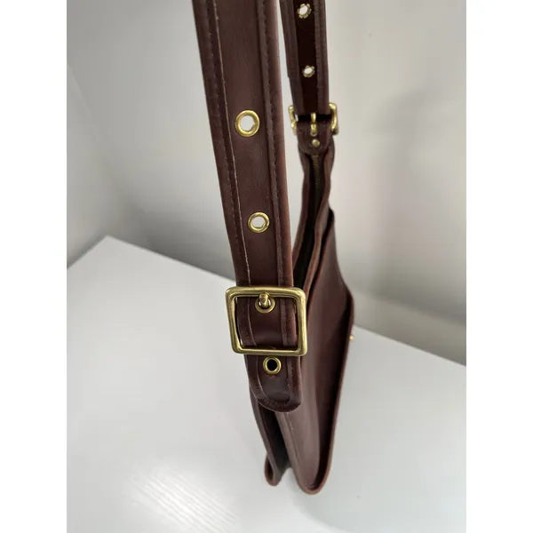 Vintage Unbranded Mahogany Leather Ergo‎ Crossbody Bag Minimalist 90s Style - Image 12
