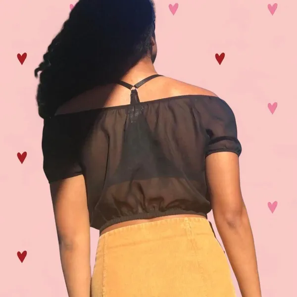 Wet Seal Black off the shoulder going out crop top - Image 3