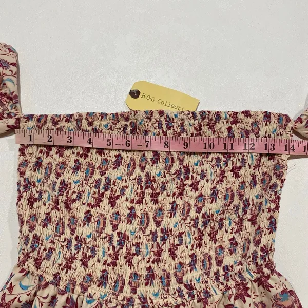 BOG Collective Floral Smocked Jumpsuit M Boho Wide Leg Puff Sleeve NWT - Image 5