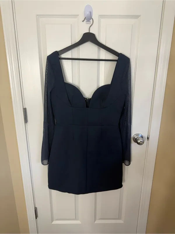 House of CB Angelie Midnight Stretch Crepe Plunge Mini Dress XL - Image 2