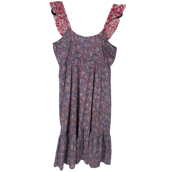 J.Crew Womens Liberty‎ Floral Mixed Print Tiered Ruffle Midi Dress Size Large - Image 5