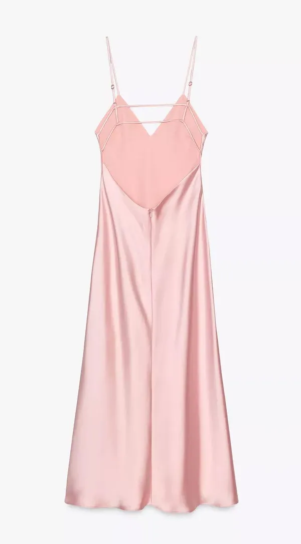 Zara Pink Satin Slip maxi Dress evening party cocktail wedding - Image 5