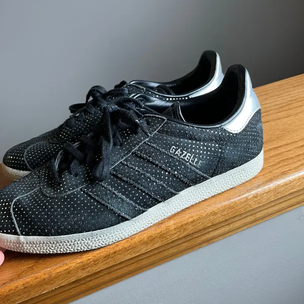 Adidas Originals Gazelle‎ Suede Polka Dots Black Silver Size 8 - Image 2