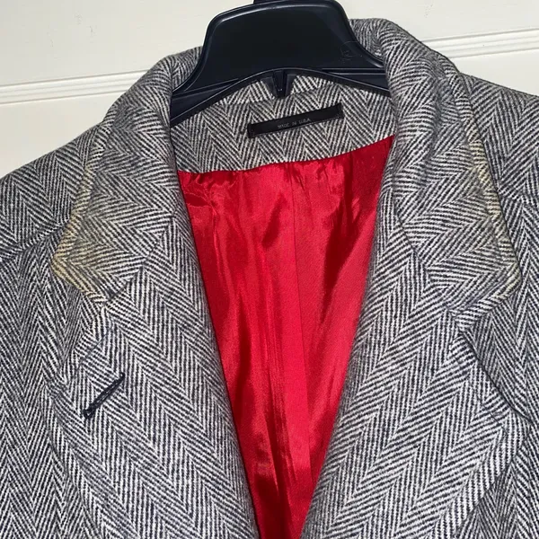 Vintage Union Made Abbmoore Wool Blend Grey Herringbone Coat/Jacket Made in USA - Image 8