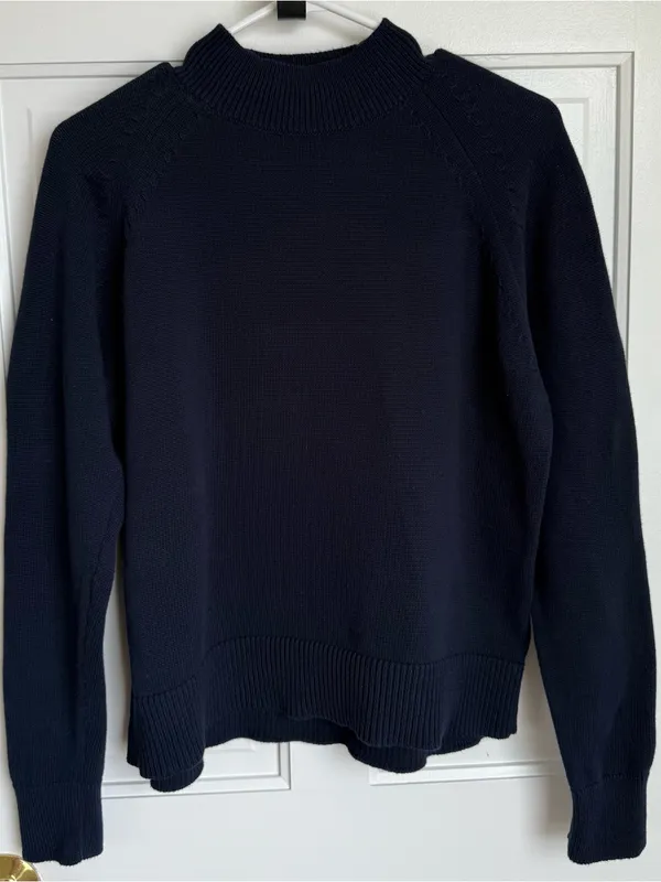 Quince Organic Cotton Navy Mock Neck Sweater‎ Size Small - Image 2