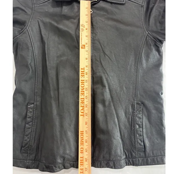 Wilsons The Leather Experts Black Leather Zip Front Jacket Womens‎ Large L - Image 6