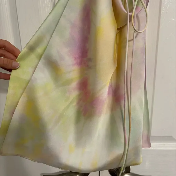 Zara Tie Dye Print Mini Satin Dress Backless Spaghetti Straps - Image 7