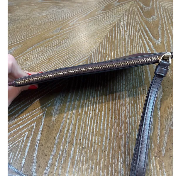 Coach Signature Slim Wristlet Card Case Burgundy Black Brown - Image 4