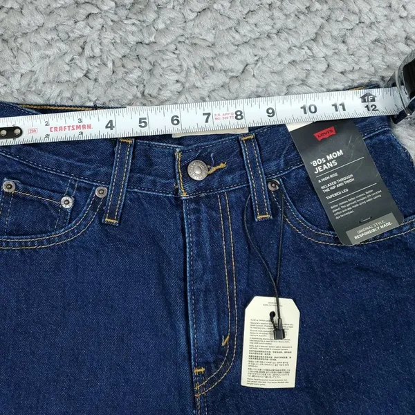 Levi’s Premium 80's Mom Jeans High Rise Tapered Dark Wash Blue Size 23 x 28 - Image 9
