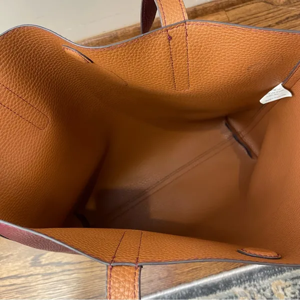 Maroon/Brown Faux Leather Bag - Image 3