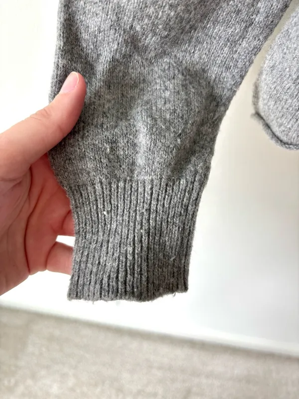 Brandy Melville Grey Knit Hoodie Soft Knit Wool Blend Cozy Loungewear Preppy - Image 4