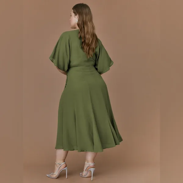 Reformation Karen Wrap Dress‎ in Moss NWT S - Image 4