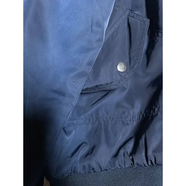 Free People Navy Satin Bomber Jacket M Lightweight - Image 8